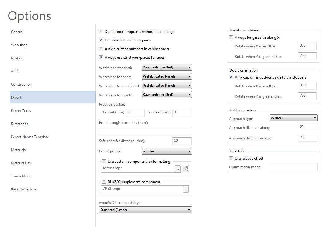 export-option - SmartWOP - Support. Software for cabinetmakers